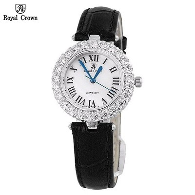 Đồng hồ nữ chính hãng dây da Royal Crown 6305 mặt nhỏ chống nước, đính đá cao cấp đẹp, thời trang