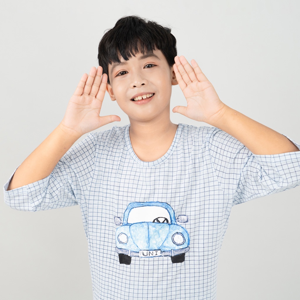 Đồ bộ lửng quần áo thun cotton mặc nhà mùa hè cho bé trai Unifriend Hàn Quốc 2023-1