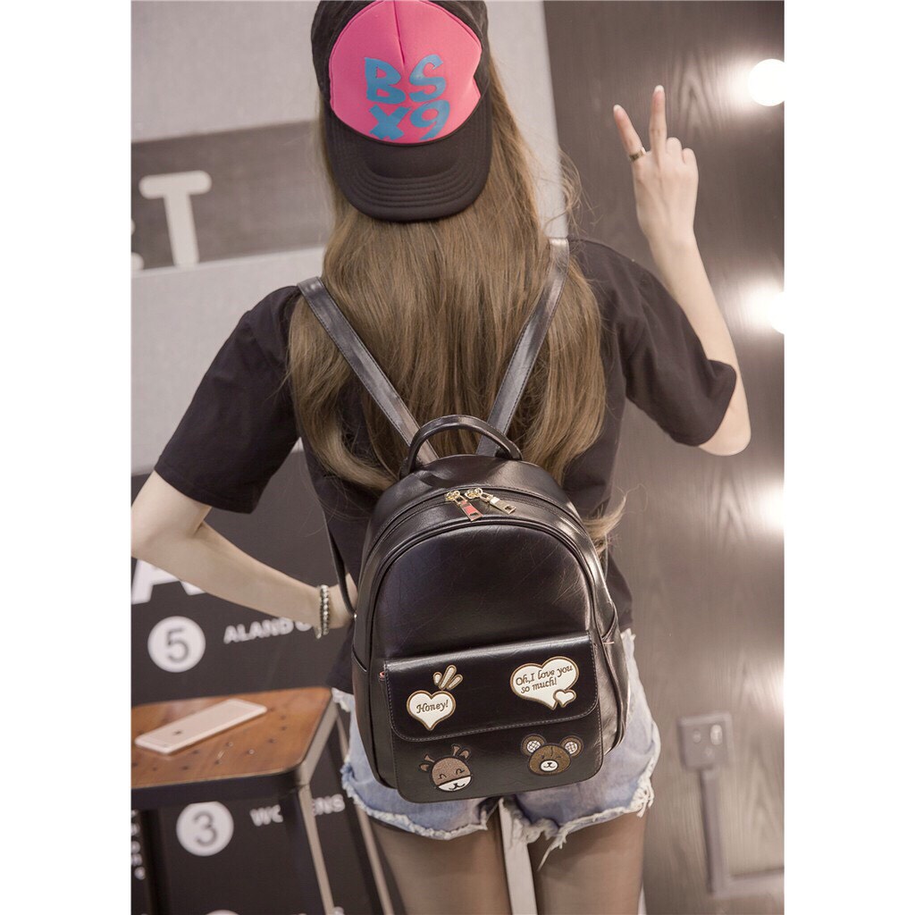 Balo da thời trang nữ gấu phối tim