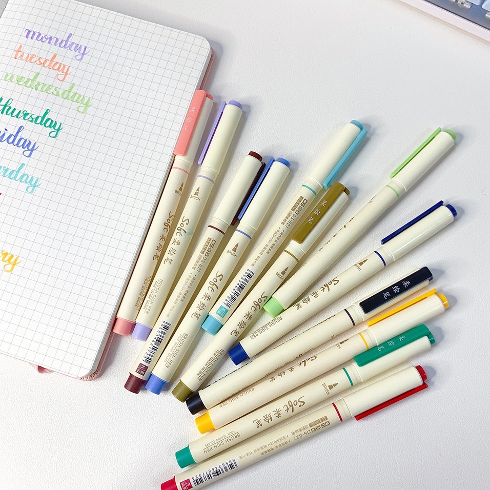 Bút DS Soft Brush Sign Pen luyện viết Calligraphy ngòi nhỏ Đủ 24 màu