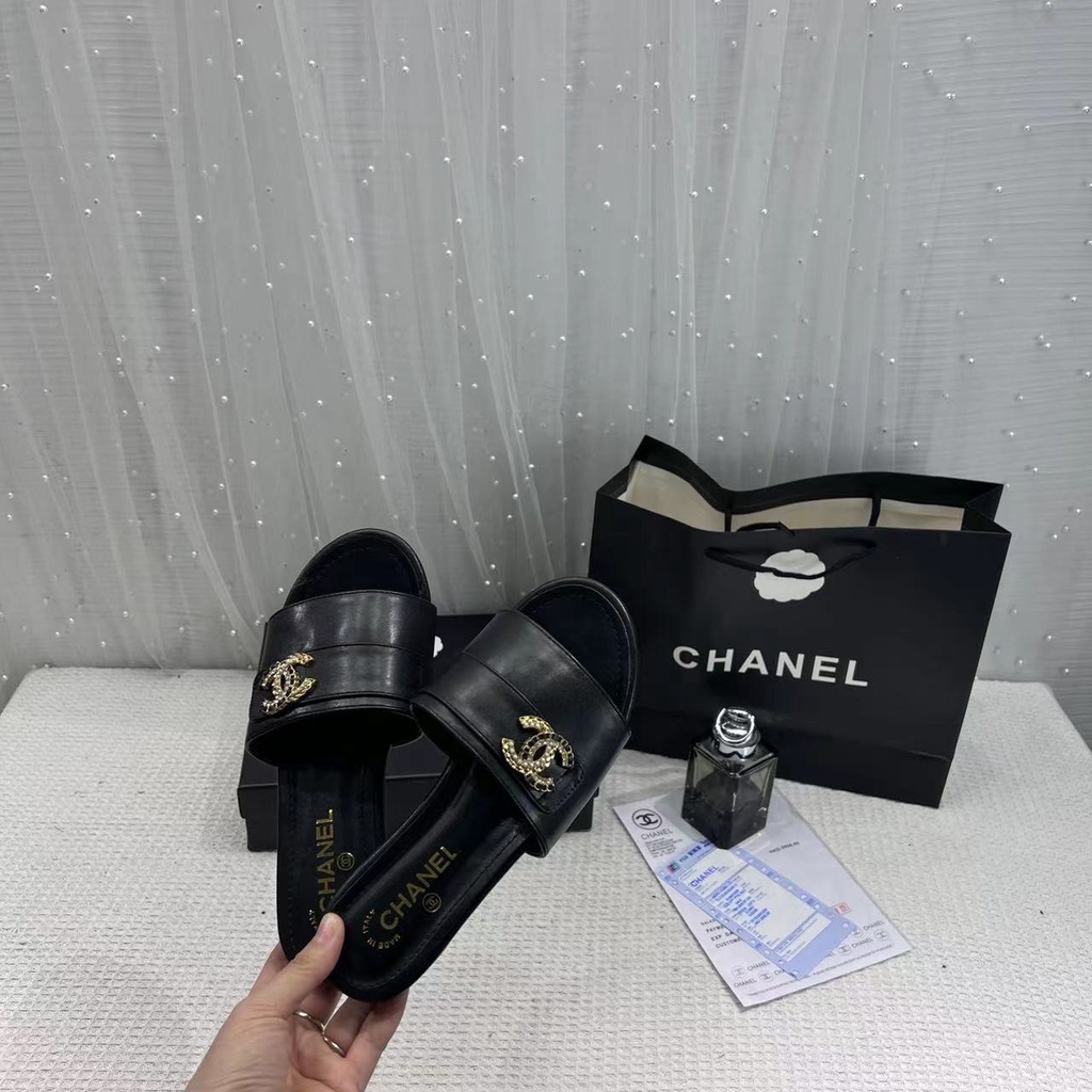 Dép Lê Quai Ngang Hàng Fullbox Màu Đen, Trắng Thời Trang Đế Chống Trơn Trượt Size 35-39