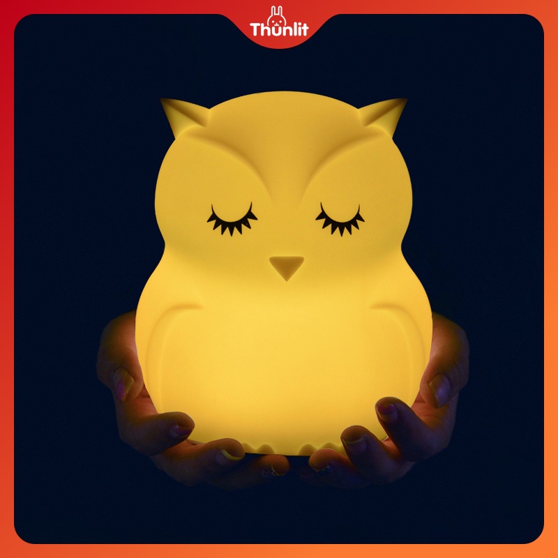 Đèn ngủ hình cú mèo Thunlit  mềm mại nhiều màu sắc sử dụng pin
