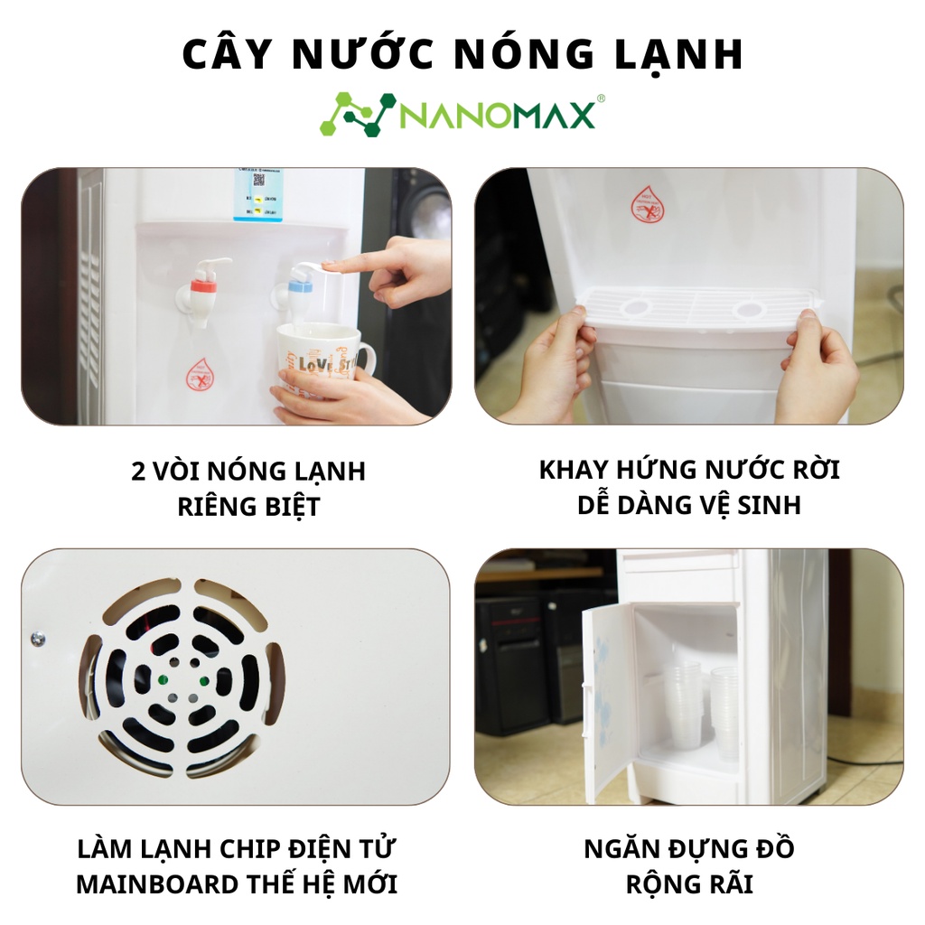 Cây Nước Nóng Lạnh Nanomax KF800, Công Nghệ Nhiệt Độ Kép 2 Vòi Nóng Lạnh, Tủ Đựng Đồ, Tự Động Ngắt Điện An Toàn Sử Dụng