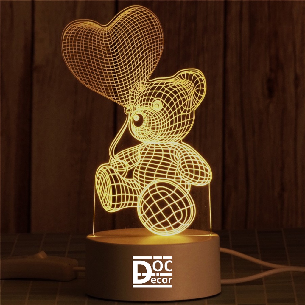 Đèn ngủ 3D dễ thương ánh sáng ấm áp, Đèn led decor, Quà tặng độc đáo