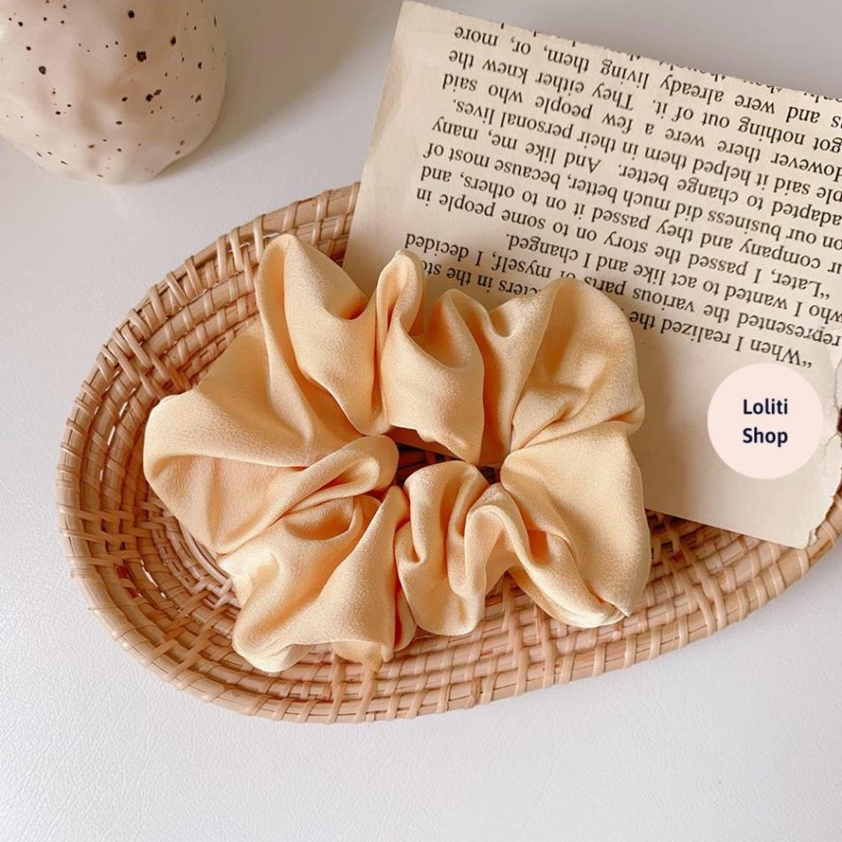 Buộc tóc lụa scrunchies mẫu trơn nhiều màu LOLITI TOC619