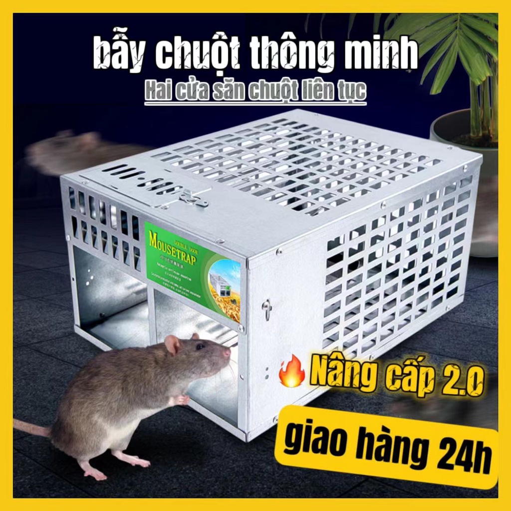 ⚡️bắt chuột lớn⚡️Bẫy chuột liên hoàn thông minh hai cửa hiệu quả cao-Phù hợp với cả chuột lớn và nhỏ