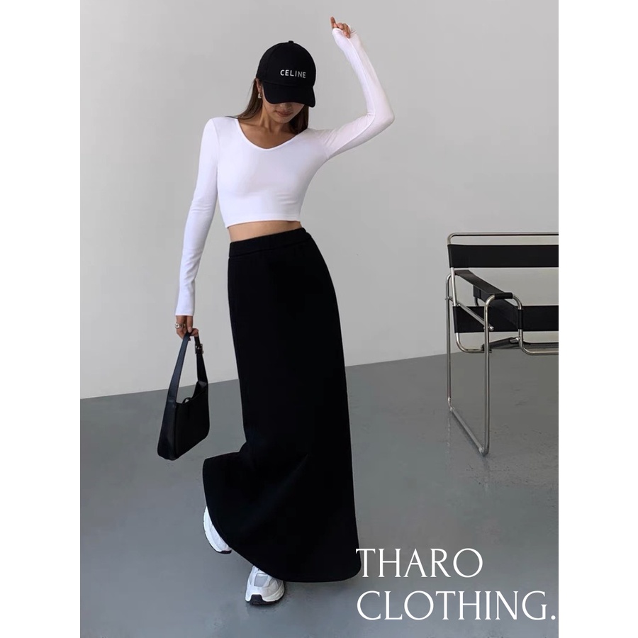 Chân Váy Chữ A Thun Dài, Dáng Xòe Bồng - Tharo Clothing [VAY00013]