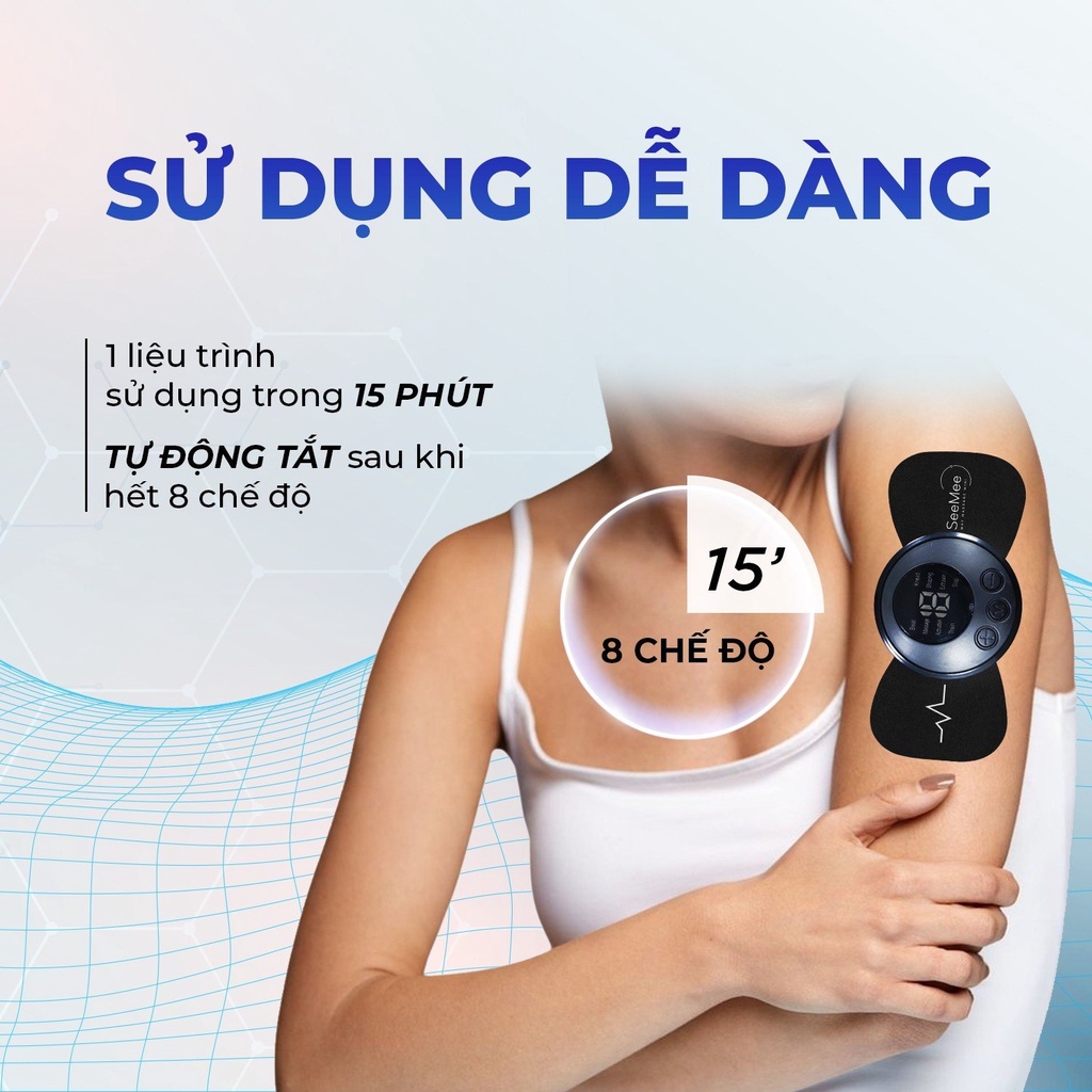 Máy massage cầm tay Smilee, 19 cường độ massage cổ vai gáy, lưng, bắp tay giúp giảm ê mỏi, lưu thông khí huyết.