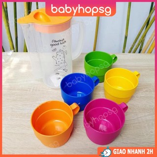 Bộ 5 ly và bình nước cho bé lock&lock hpp514s5 158200mm màu sắc cầu vồng - babyhopsg