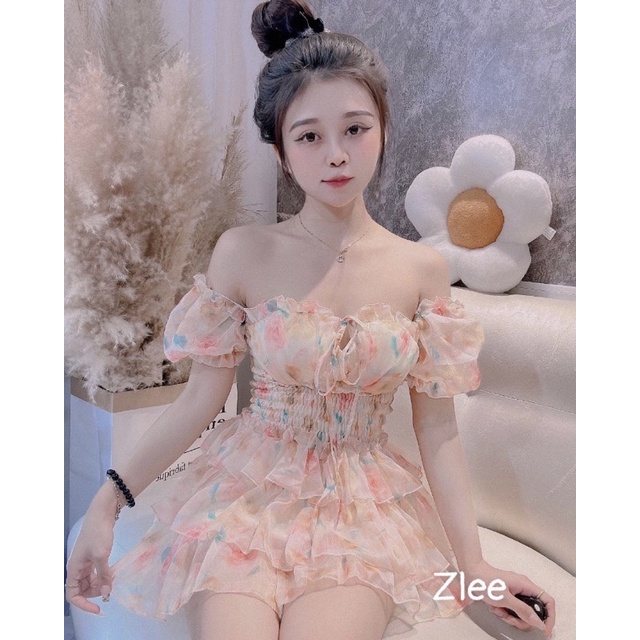 Váy tơ cup ngực chun eo 3 tầng (Ảnh thật) - V016