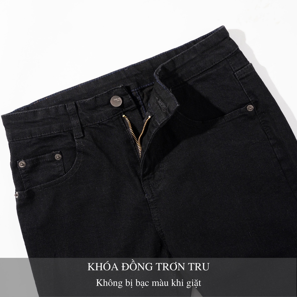 Quần Bò Nam MENSEVIC Đen Dáng Ôm Chất Liệu Jeans Cotton Co Giãn Không Bai Không Xù, Bền Màu HTRJ014