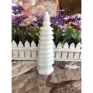 Tháp văn xương 9 tầng đá TA. trắng cầu công danh tài lộc - Cao 15cm và 21cm
