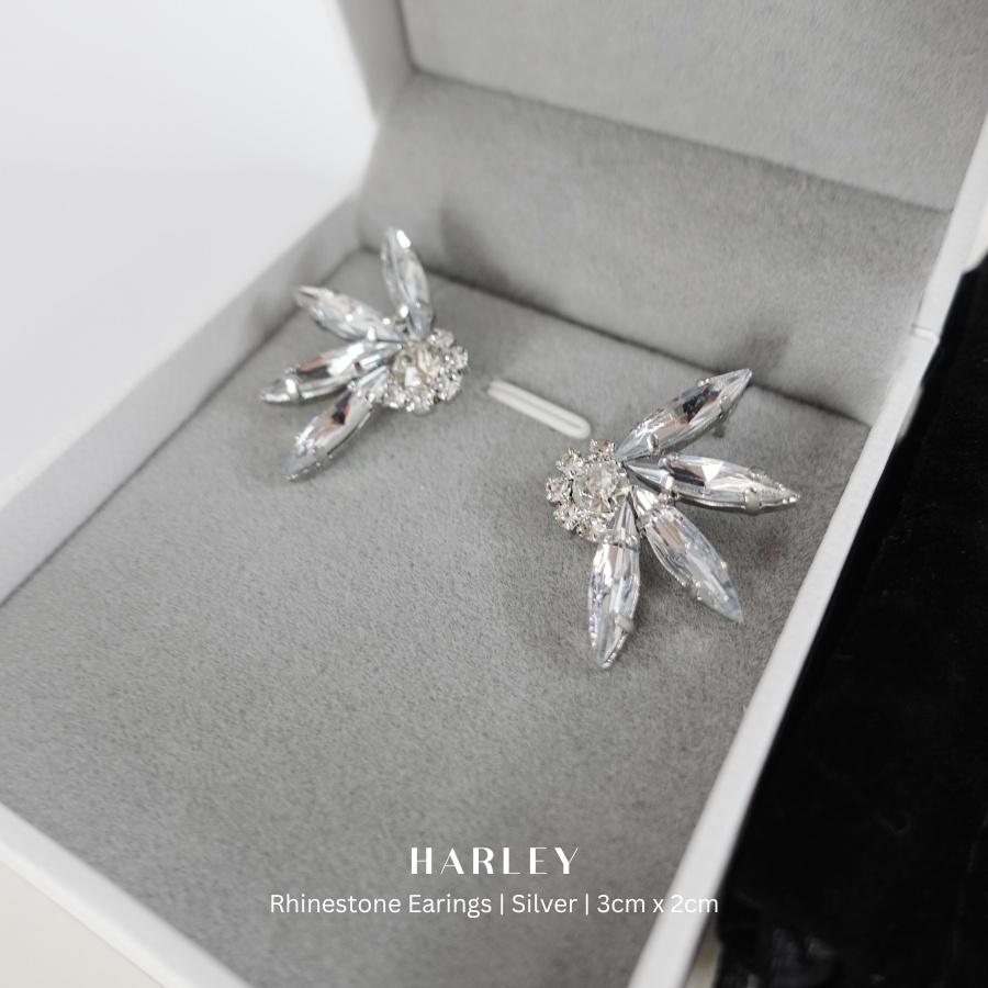 Bông tai, khuyên tai đi tiệc ✨đính đá hình bông xoa✨, phong cách sang trọng, thanh lịch 🌷Harley Jewelry🌷