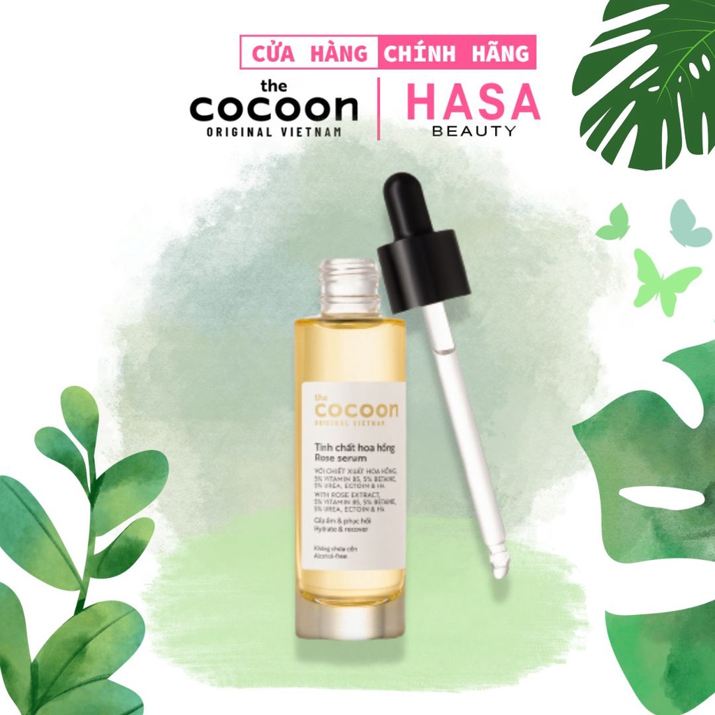 Tinh Chất Hoa Hồng Cocoon 30ml Cấp Ẩm & Phục Hồi Da | Rose Serum | Thuần chay 100% Vitamin B5