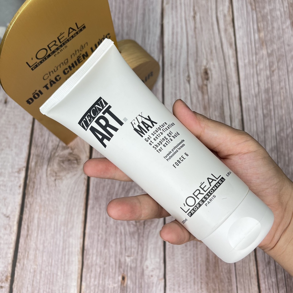 Gel vuốt tóc định hình tóc LOREAL tecni art fix max shaping gel for extra hold force 6 -200ml