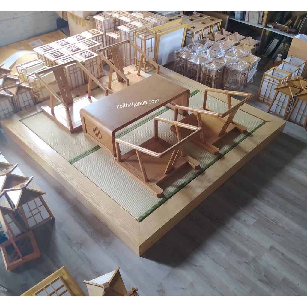 Bàn trà Nhật, Bàn trà đạo, phong cách truyền thống, chất liệu gỗ Sồi, kt 1100 x 500 x 310mm