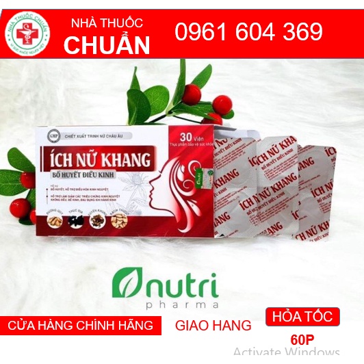 Ích nữ khang bổ huyết điều kinh,giảm đau bụng kinh ( Hộp 30V)