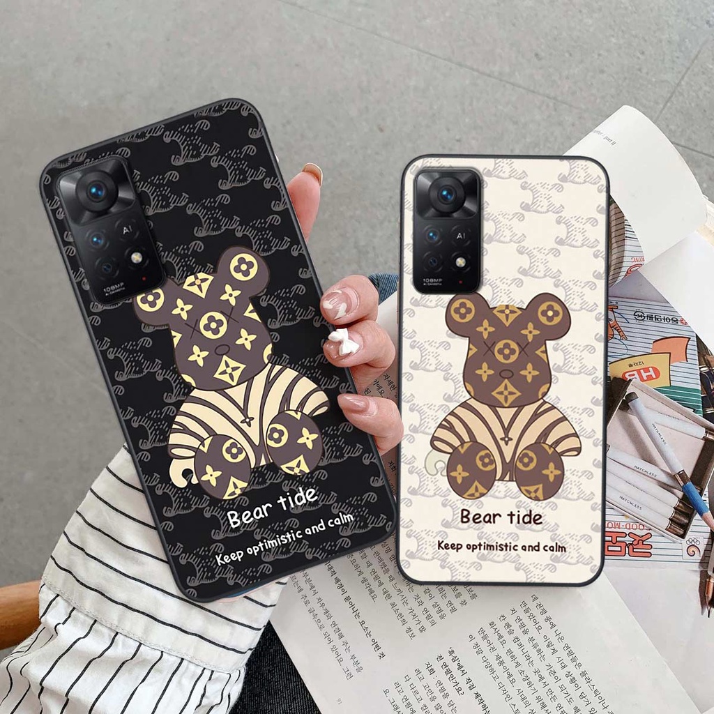 Ốp lưng Xiaomi Redmi Note 11 4G / Note 11S /Note 11 Pro 5G hình gấu bearbrick, smile thời trang, ốp lưng rẻ bền đẹp