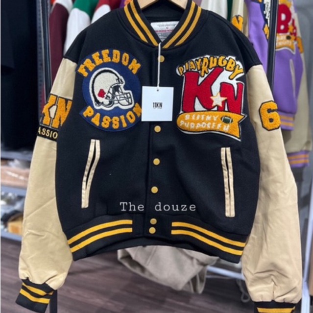 Varsity 11KN chuần authentic- form Crop - varsity jacket old school - vintage form âu