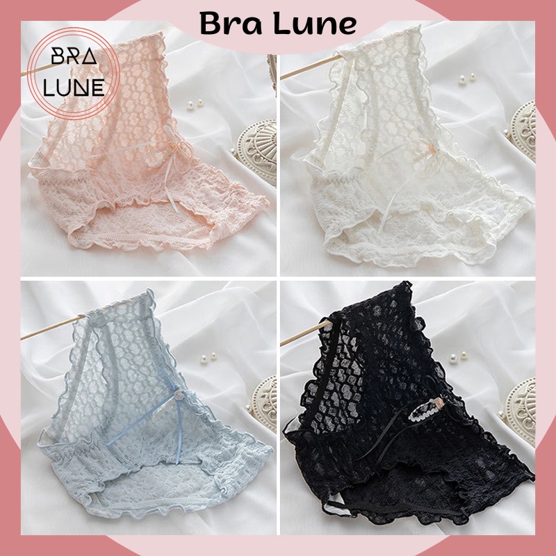 Quần lót nữ ren dệt lưới màu trơn cute Lipe 336
