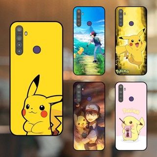 Ốp lưng điện thoại Realme 5, 5 Pro viền đen Pikachu Pokemon