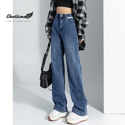 Quần jeans nữ Chollima ống rộng SIMPLE JEAN hoạ tiết da trắng cá tính QD258 ulzzang phong cách hàn