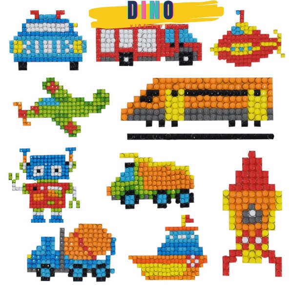 Tranh Đính Đá Cho Bé Trai - Siêu Nhân Rô Bốt Xe