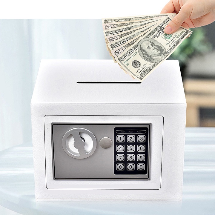 Két Sắt Mini Thông Minh AMYLY Két Sắt Mở Khóa Bằng Số Điện Tử Kích thước D23cm x R17cm x C17cm Hai Màu Trắng, Đen