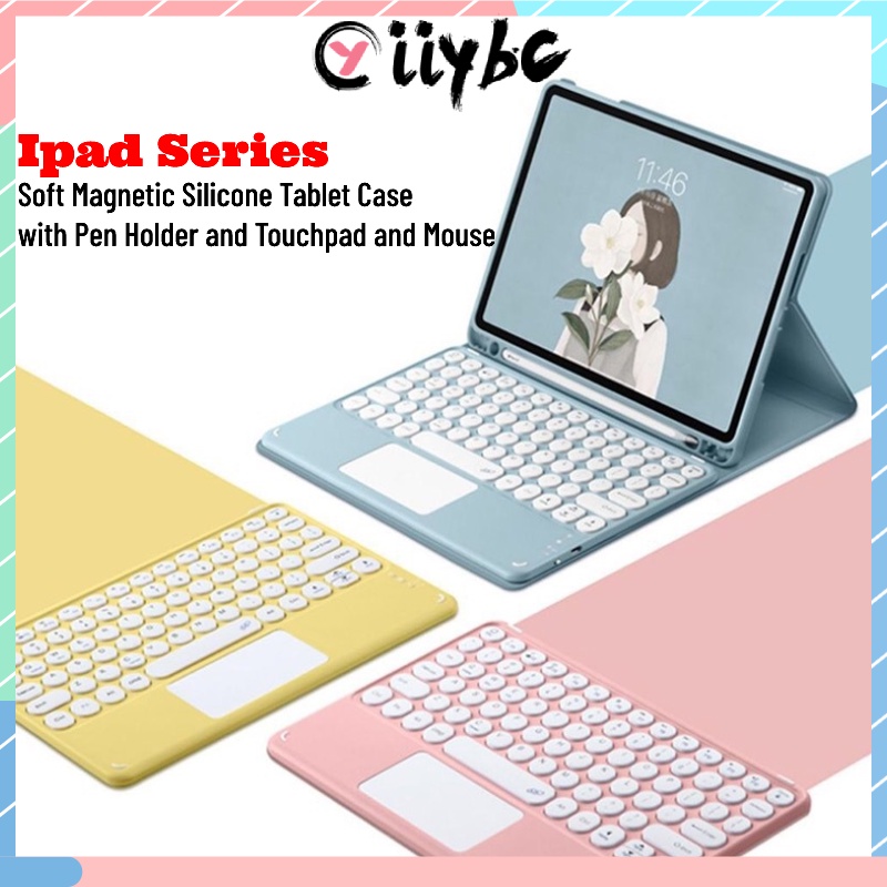Bao Da Máy Tính Bảng Bằng Silicon Mềm Hít Nam Châm Có Ngăn Đựng Bút Cảm Ứng Cho IPAD 7 / 8 / 9 / 2017 / 2018 / 2019 / 2020