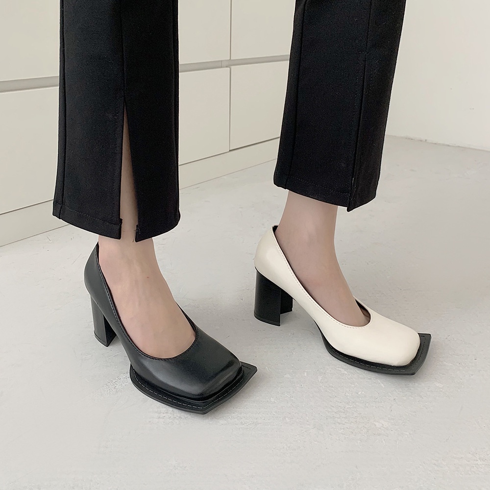 Giày Mary Jane Chunky Gót Chân Vuông 6.5cm Gót Cao Gót Vuông Giày Nữ