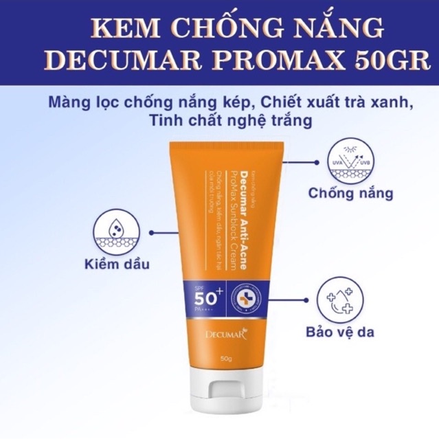 KEM CHỐNG NẮNG DÀNH CHO DA MỤN DECUMAR ANTI-ACNE PROMAX SUNBLOCK CREAM