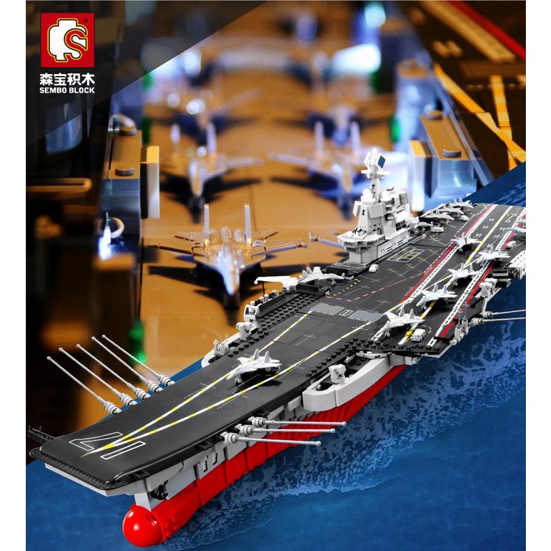 Bộ đồ chơi lắp ráp Tàu Sân Bay khổng lồ 2000CT-Xếp hình logo tàu chiến dài 80 cm kèm lính hải quân