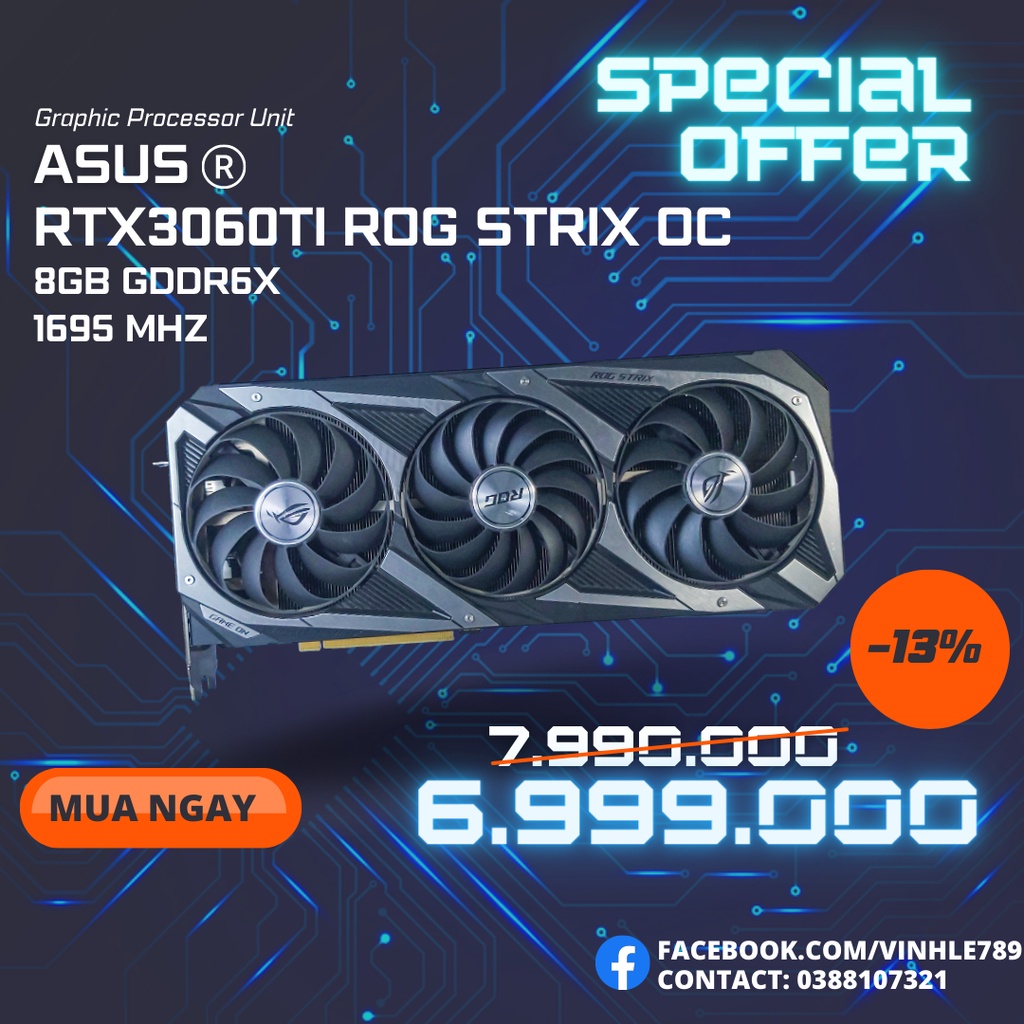Card màn hình ASUS RTX 3060Ti ROG STRIX | BigBuy360 - bigbuy360.vn