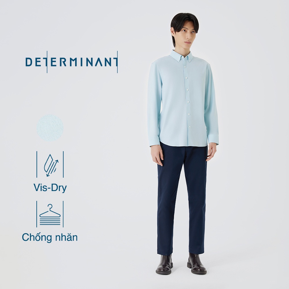 Áo sơ mi nam tay dài Cotton Visdry chống nhăn kháng nước thương hiệu Determinant - Màu Xanh Mint