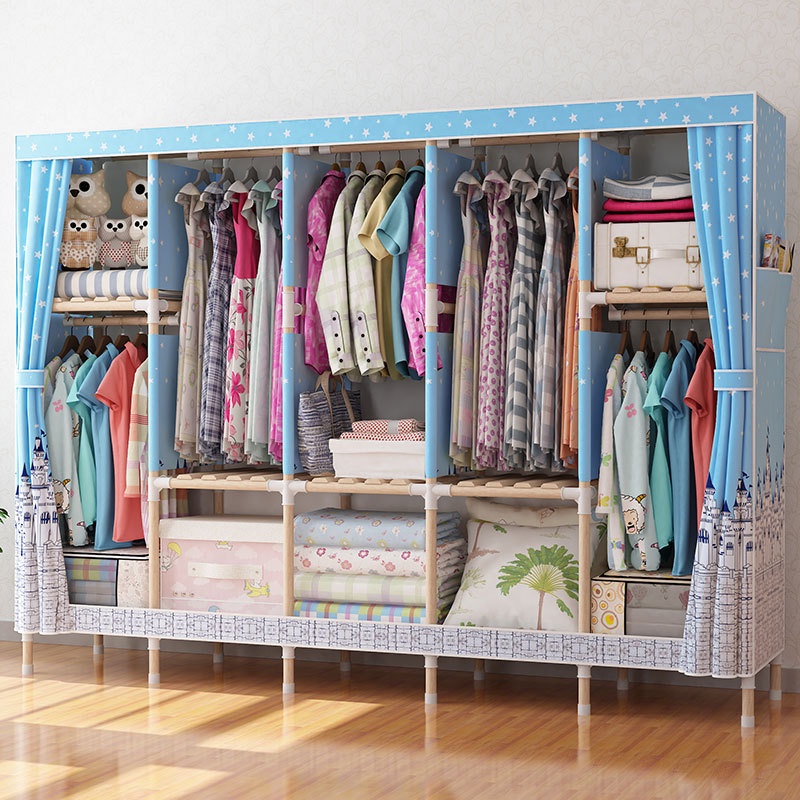 Tủ Quần Áo Vải Tủ vải khung gỗ để quần áo để đồ bọc nhựa 2, 3, 4 buồng cỡ lớn loại 1 chống ẩm mốc - Bảo hành 1 năm | BigBuy360 - bigbuy360.vn