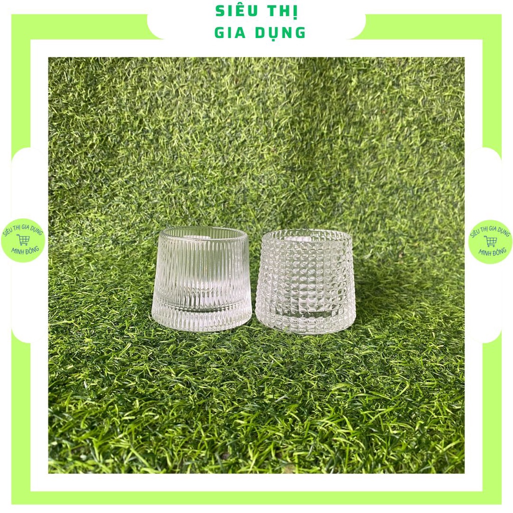 Cốc thủy tinh đế lồi 170ml cao cấp, Ly thủy tinh đế lồi nhiều họa tiết hiện đại dày dặn