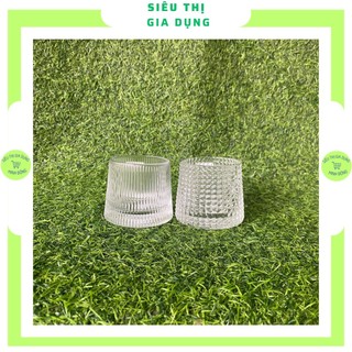 Cốc thủy tinh đế lồi 170ml cao cấp, Ly thủy tinh đế lồi nhiều họa tiết hiện đại dày dặn