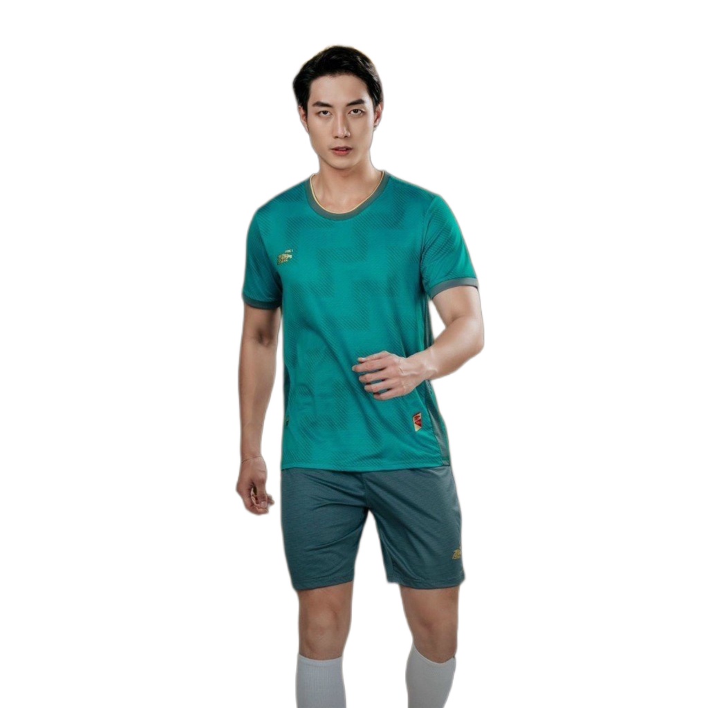 Quần áo bóng đá không logo Riki Golden 2 màu xanh ngọc CÓ IN tên số