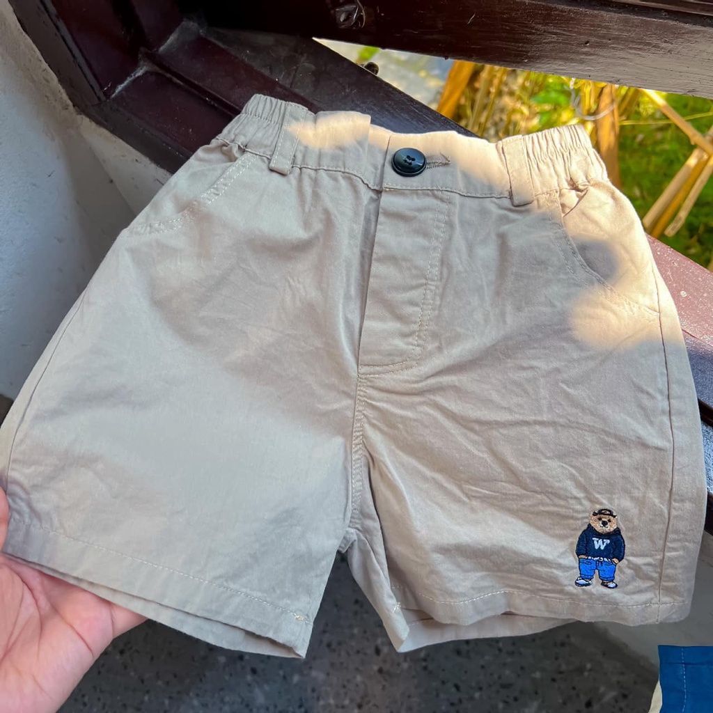 Quần short bé trai BAE KIDS, quần đùi cho bé trai 11kg đến 34kg thêu gấu
