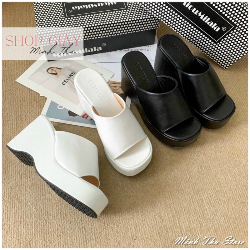 Dép bản xuồng cao gót 9cm bản to mềm êm lên chân tôn dáng Shop Giày Minh Thư D11