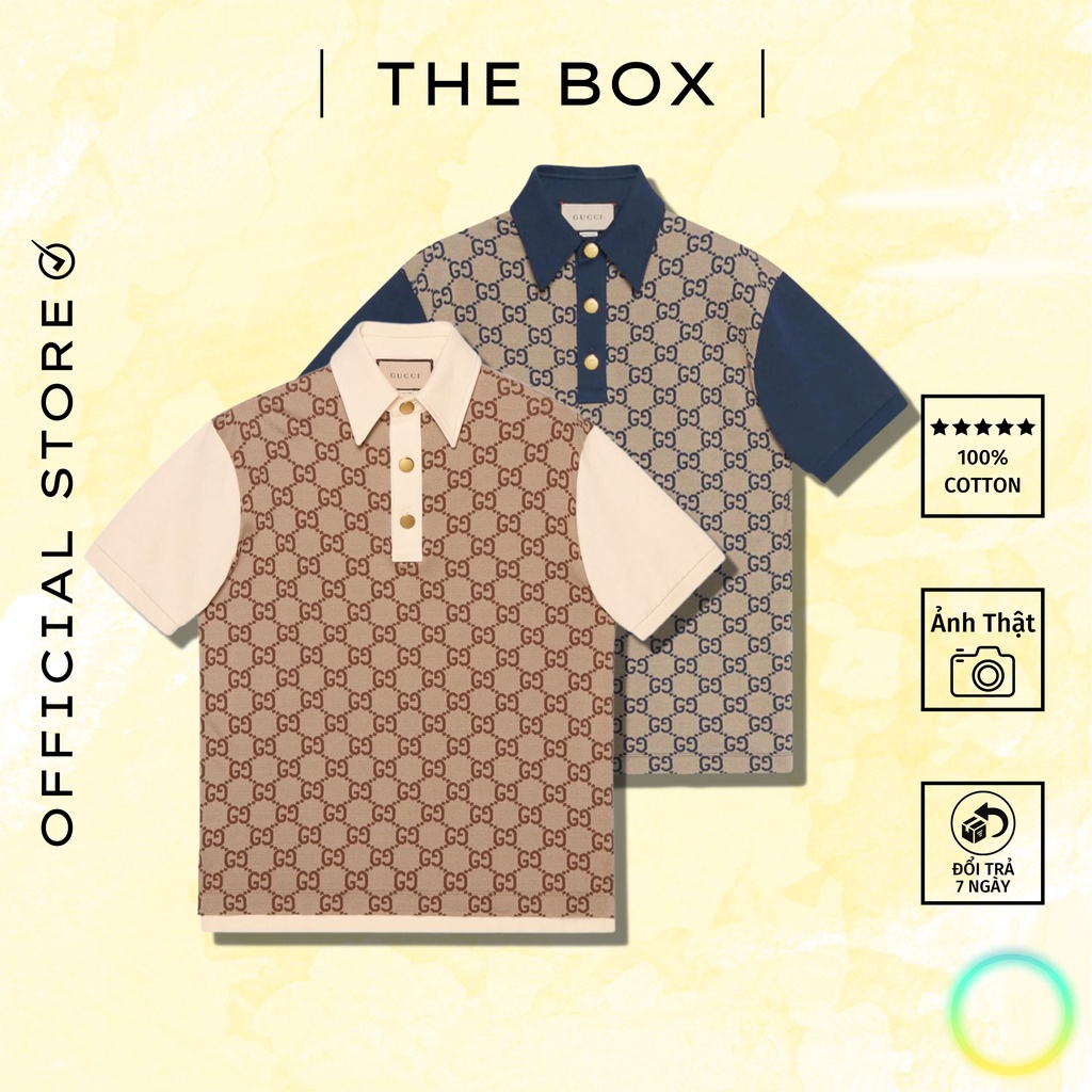 [BEST QUALITY] Áo thun có cổ unisex form rộng GC Jacquard silk cotton ORGANIC cao cấp (Bản Chuẩn 1:1