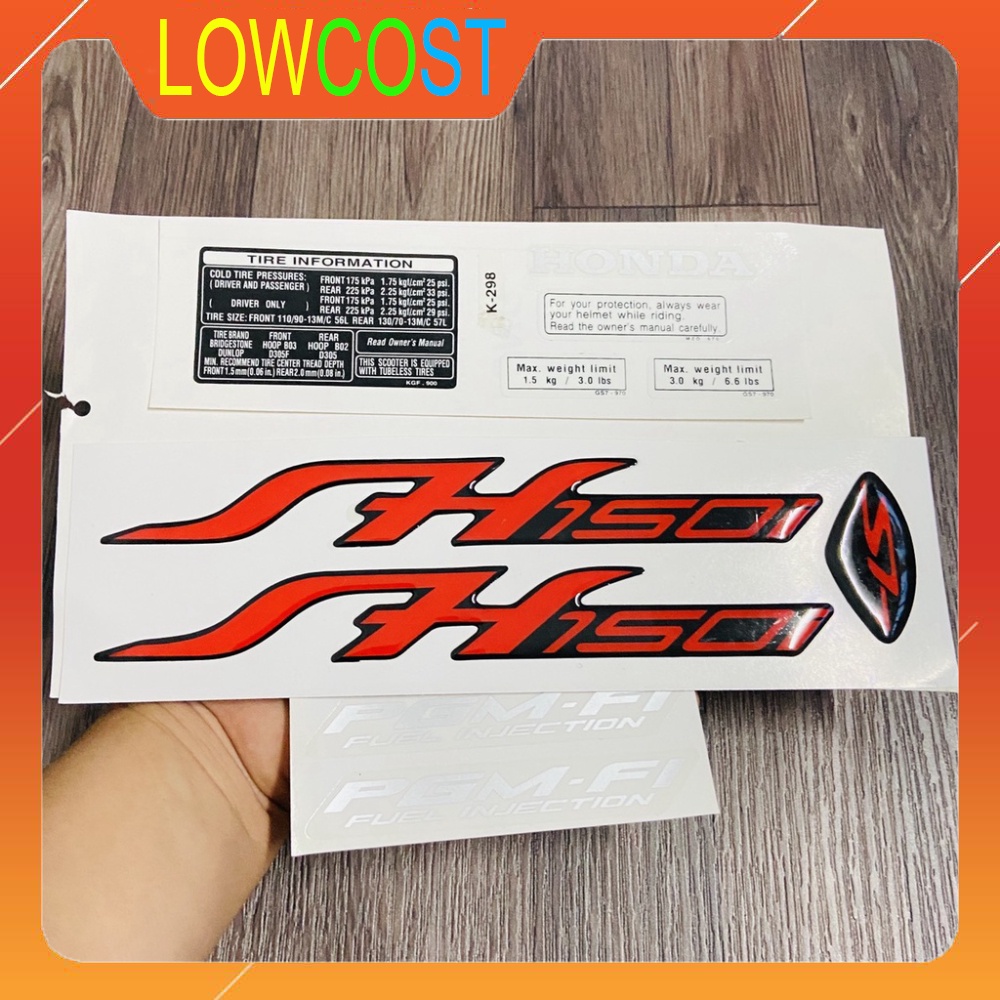 Bộ Tem Xe SH 150i Cao Cấp In Nổi 3D Được Phủ Keo Bảo Vệ Siêu Bền (Nguyên Bộ)