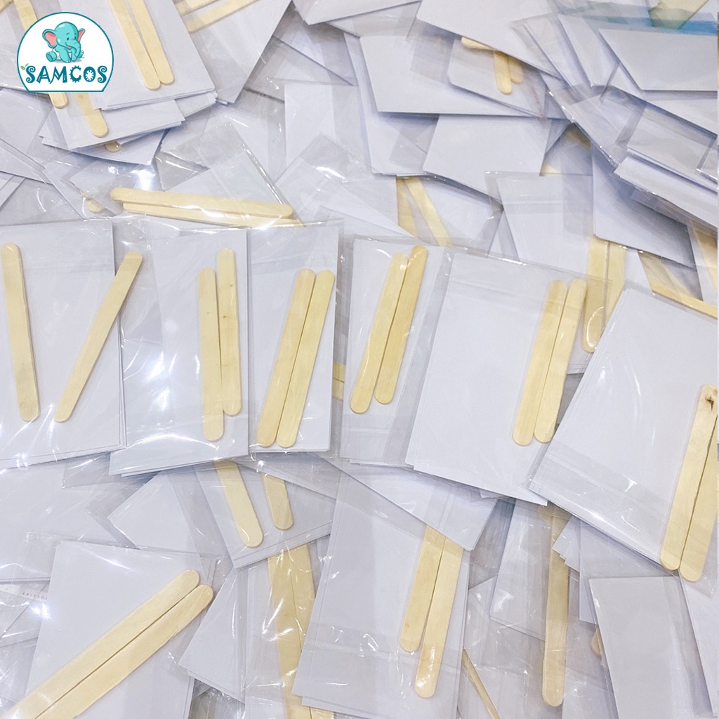 Giấy wax lông và que gạt dành cho sáp wax lông gồm 10-12 tờ giấy và 2 que gỗ an toàn Samcos