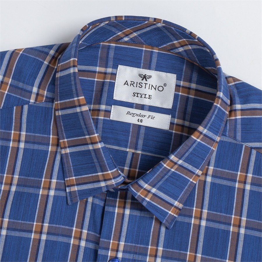 [MẪU MỚI] Áo sơ mi nam ngắn tay ARISTINO họa tiết kẻ caro xanh sắc nét và ấn tượng - ASS152S2