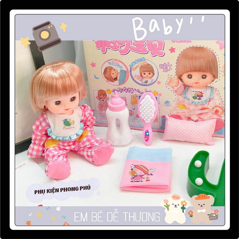 Búp Bê Em Bé Dễ Thương Biết Nói Có Nhạc Kèm Nhiều Phụ Kiện Loại Lớn Cao 25cm Làm Từ Cao Su Gtoys