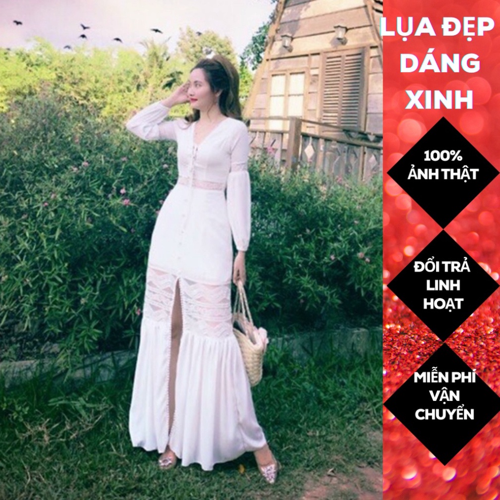(Fom: <55kg) Đầm Maxi Phối Ren Chúa Nữ Tính, Đầm Công Chúa, Dự Tiệc, Thường Ngày, Ăn Cưới, Dã Ngoại JL22 | BigBuy360 - bigbuy360.vn