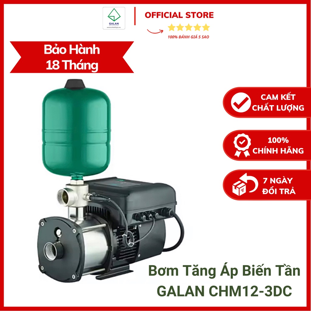 Máy Bơm Tăng Áp Biến Tần GALAN CHM12-3DC 2200W, Máy Bơm Tăng Áp Inverter Thông Minh