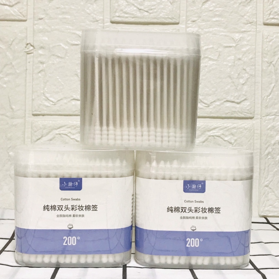 Hộp 200 que hoặc 500 que  Tăm Bông Ngoáy Tai 2 Đầu Cực Xịn