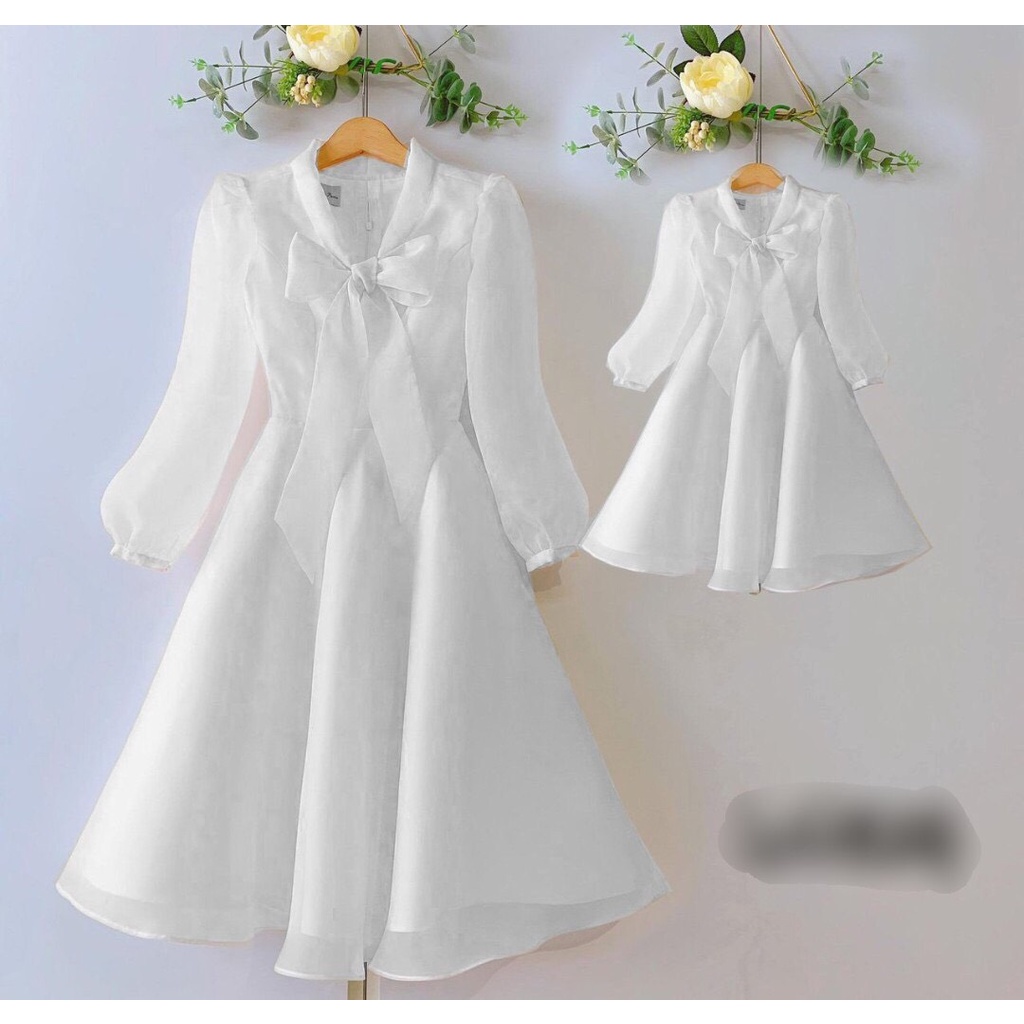 Set đầm đôi Voan Hồng/Trắng ~ có size Mẹ & bé