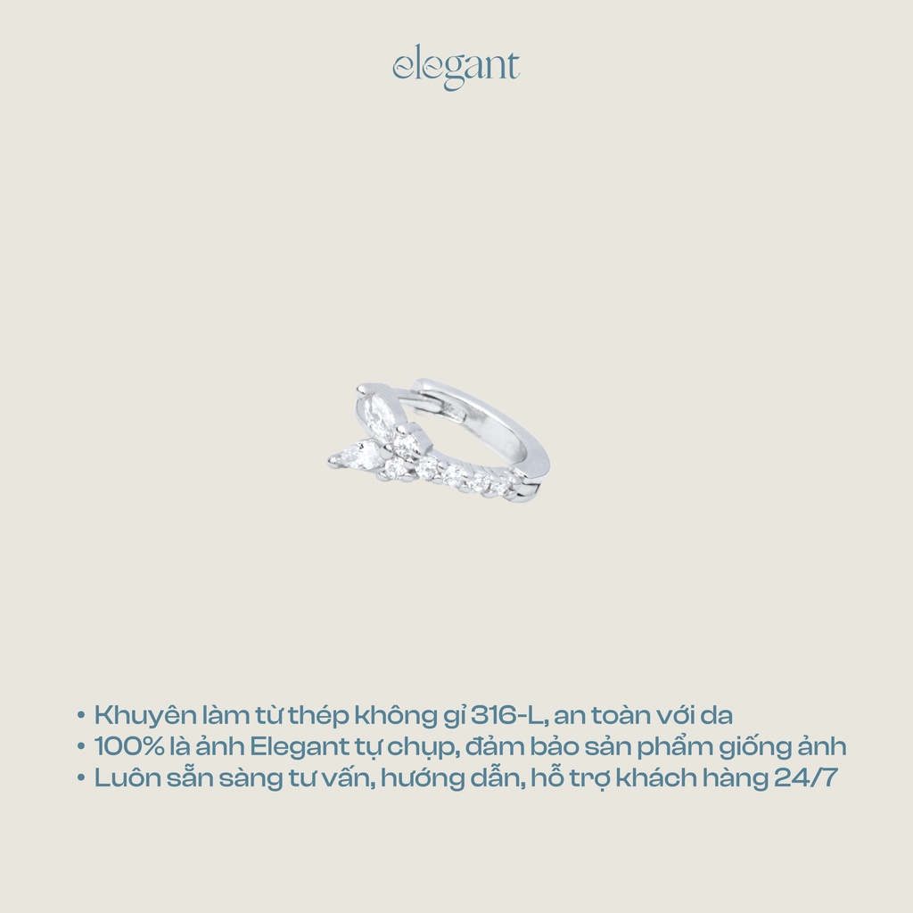 Khuyên tai vòng đá 8mm WHITE BUTTERFLY GEM HOOP Elegant